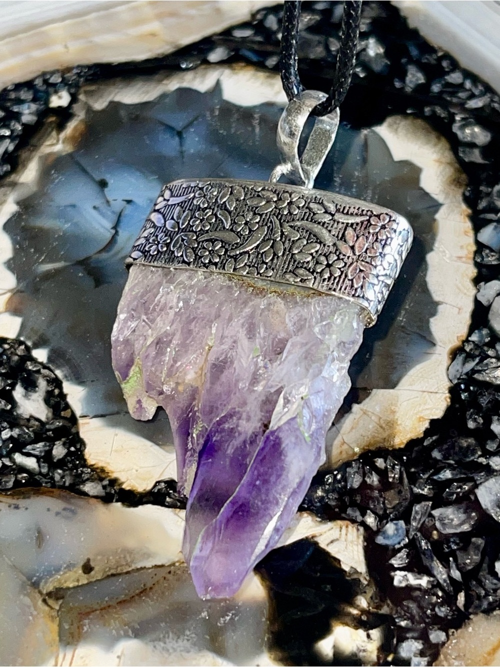 Dogtooth Amethyst Crystal Pendant 2 1/2”